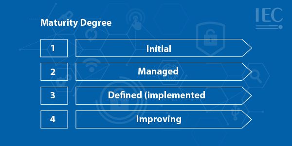 IEC 62443, which is based on CMMI, uses "maturity levels" to describe distinct levels of process maturity.